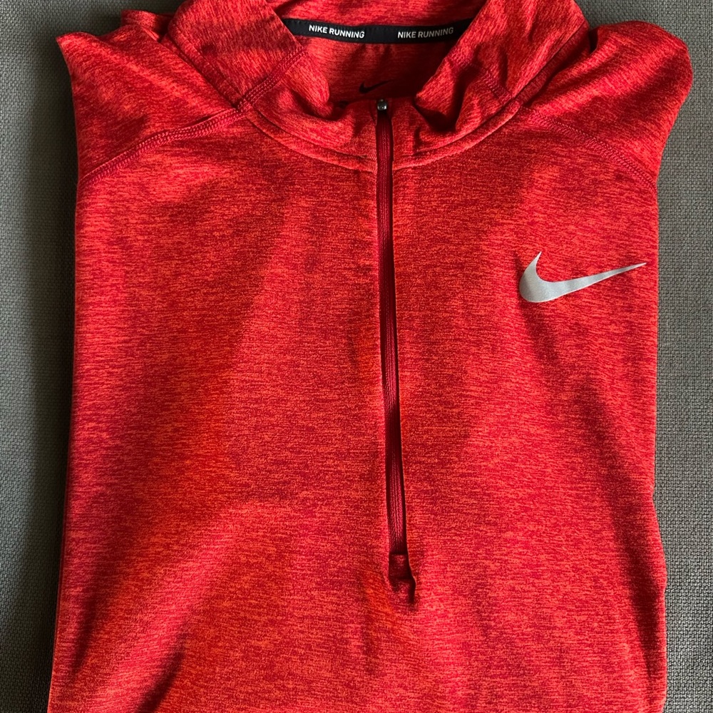 Nike Red Heather Half-Zip Running Pullover